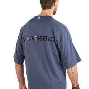 Μπλε T-shirt Βαμβακερό με Λογότυπο Πίσω